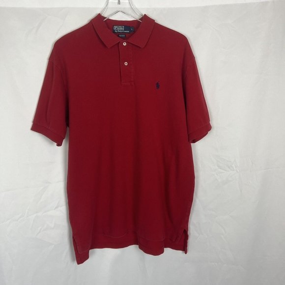 Ralph Lauren Polo Shirt Adult Large Red Cotton Golf Rugby Men L - Picture 3 of 11